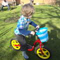 Fred scoots around on his balance bike, The Boy Phil's Leaving Curry, Spice Cottage, Diss - 25th February 2012