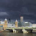 Dramatic view of Cannon Street Bridge and the City, TouchType does Wagamama, South Bank, London - 6th March 2012