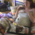 Isobel takes a photo of breakfast in bed, Walking the Cat, Brome, Suffolk - 19th March 2012