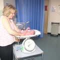 The baby is weighed, Sprog Day 2: The Sequel, Brook Ward, Ipswich Hospital - 28th March 2012