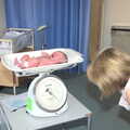 A weigh-in: exactly 4kgs on the scales, Sprog Day 2: The Sequel, Brook Ward, Ipswich Hospital - 28th March 2012