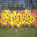 Bright yellow and orange graffiti, Riverside Graffiti, Ipswich, Suffolk - 1st April 2012