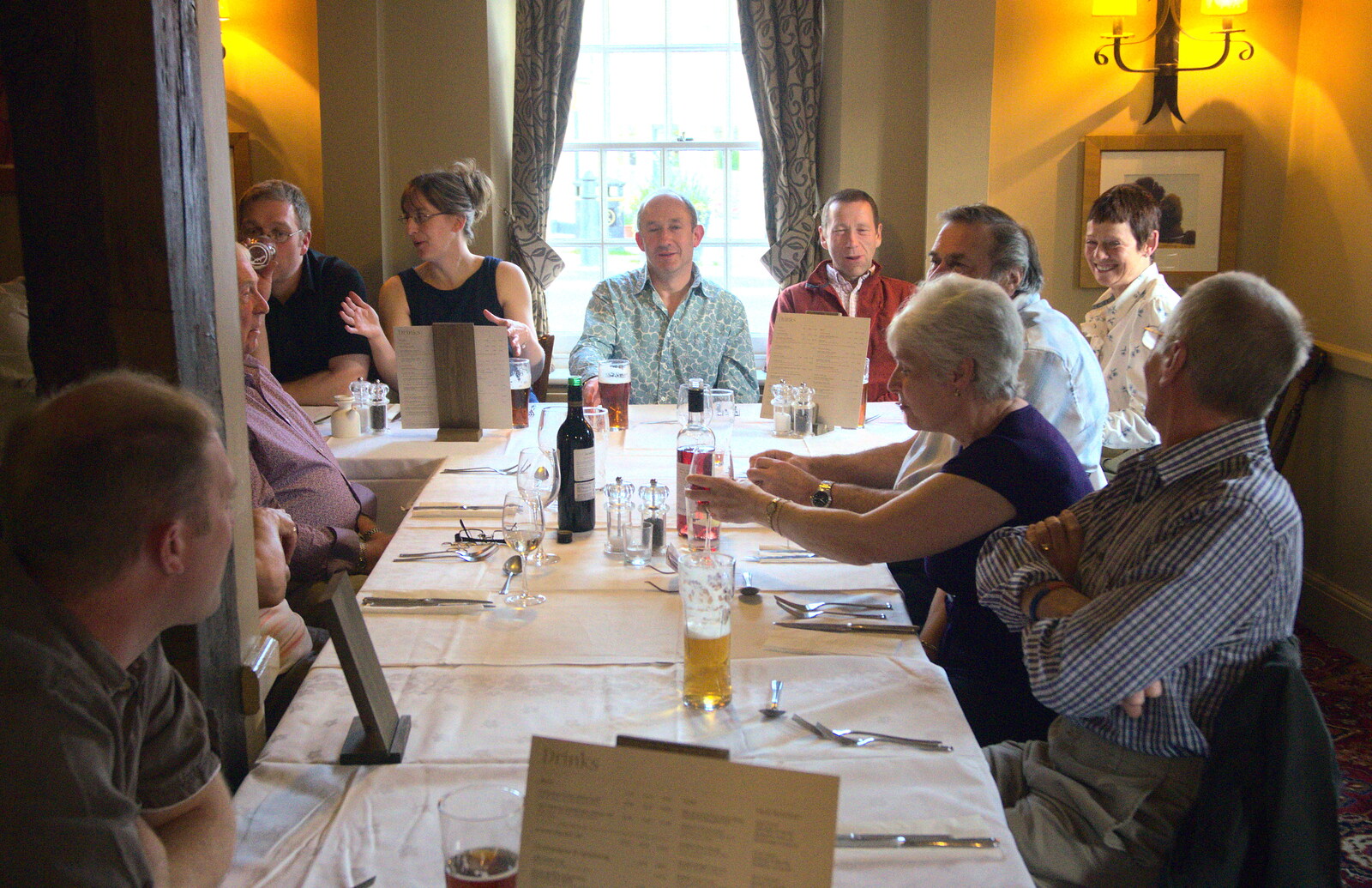 DH at the head of the table from The BSCC Cycling Weekend, The Swan Inn, Thaxted, Essex - 12th May 2012