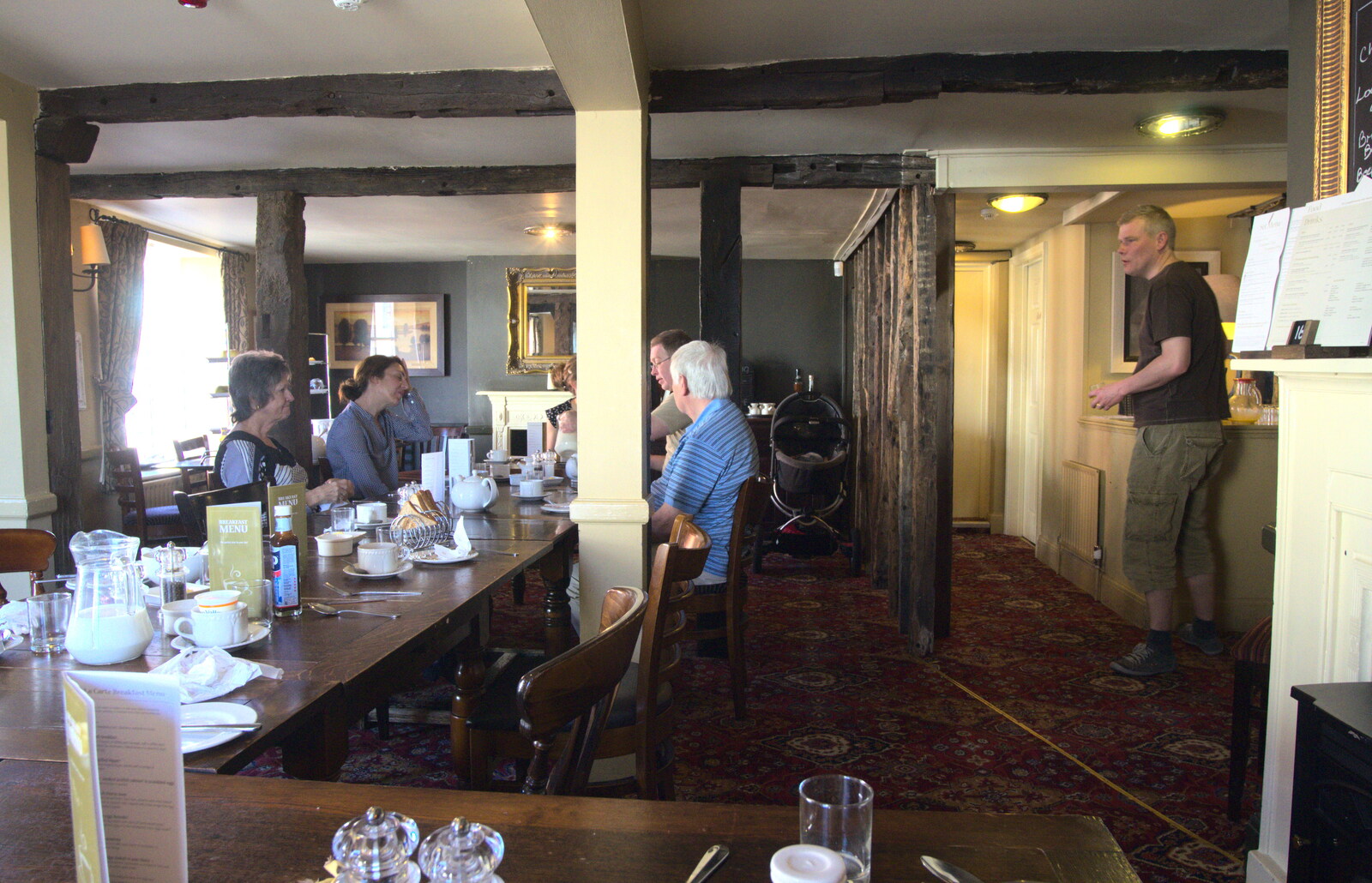 It's breakfast time in the restaurant from The BSCC Cycling Weekend, The Swan Inn, Thaxted, Essex - 12th May 2012