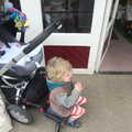 Fred outside the butchers in Eye, A Few Hours at Hardwick Airfield, Norfolk - 20th May 2012