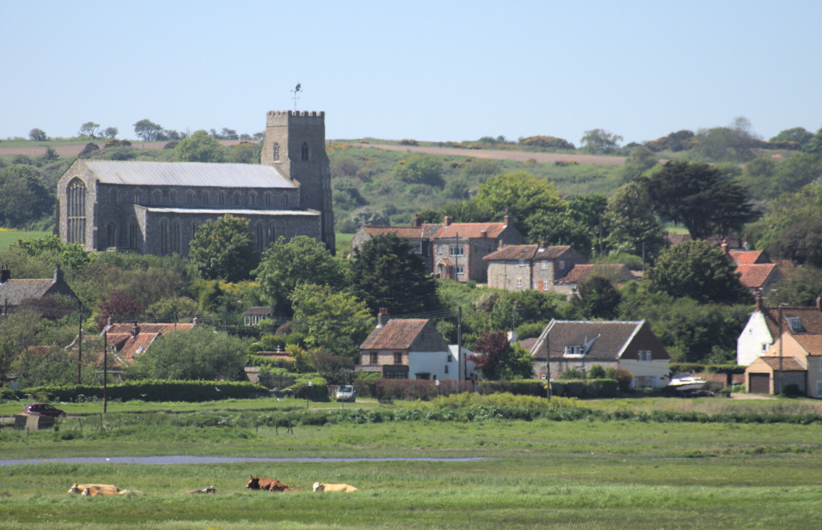 Salthouse and its church from The BSCC at Needham, and a Birthday By The Sea, Cley, Norfolk - 26th May 2012