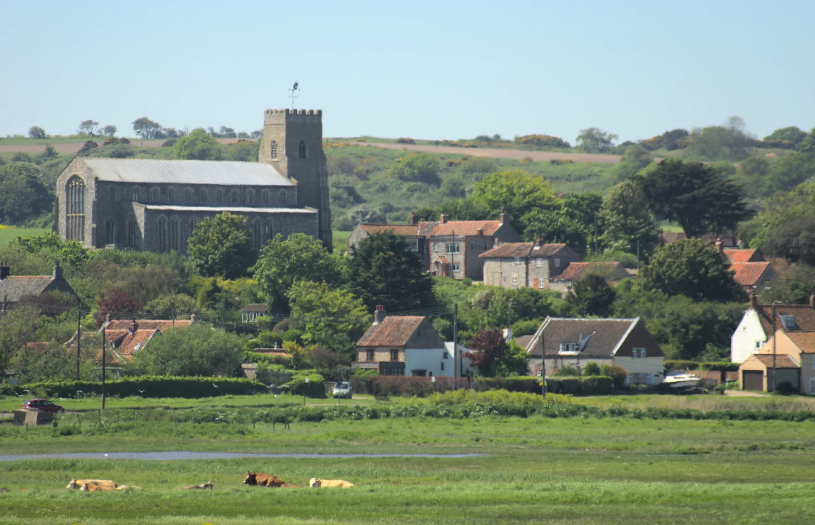 Salthouse and its church, from The BSCC at Needham, and a Birthday By The Sea, Cley, Norfolk - 26th May 2012