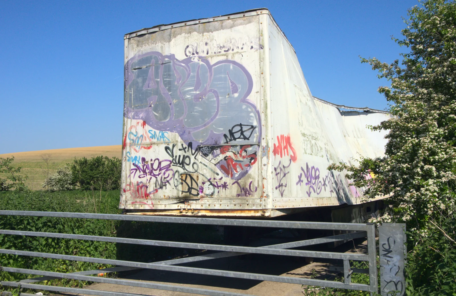 The derelict HGV trailer off the A140, from Rural Norfolk Dereliction and Graffiti, Ipswich Road, Norwich - 27th May 2012