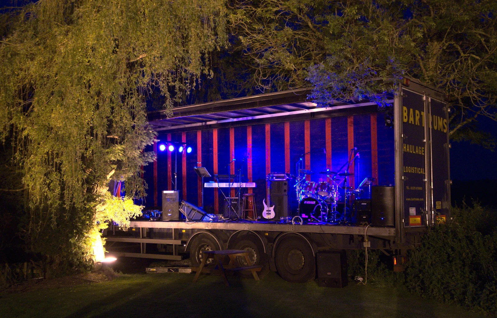 The stage looks quite good at night, from The BBs at the White Hart, Roydon, Norfolk - 1st June 2012