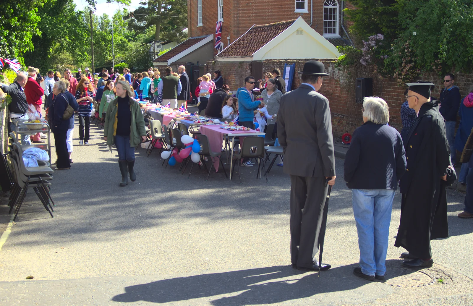 A dude in a bowler hat, and the head master, from The Queen's Diamond Jubilee Weekend, Eye and Brome, Suffolk - 4th June 2012