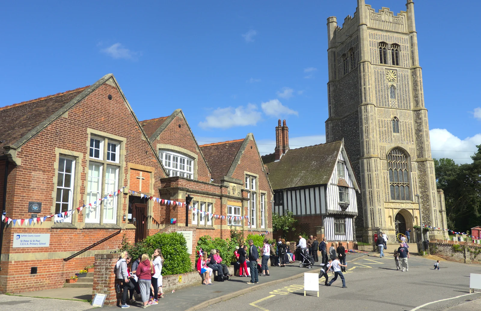 The school and St. Peter and St. Paul church, from The Queen's Diamond Jubilee Weekend, Eye and Brome, Suffolk - 4th June 2012