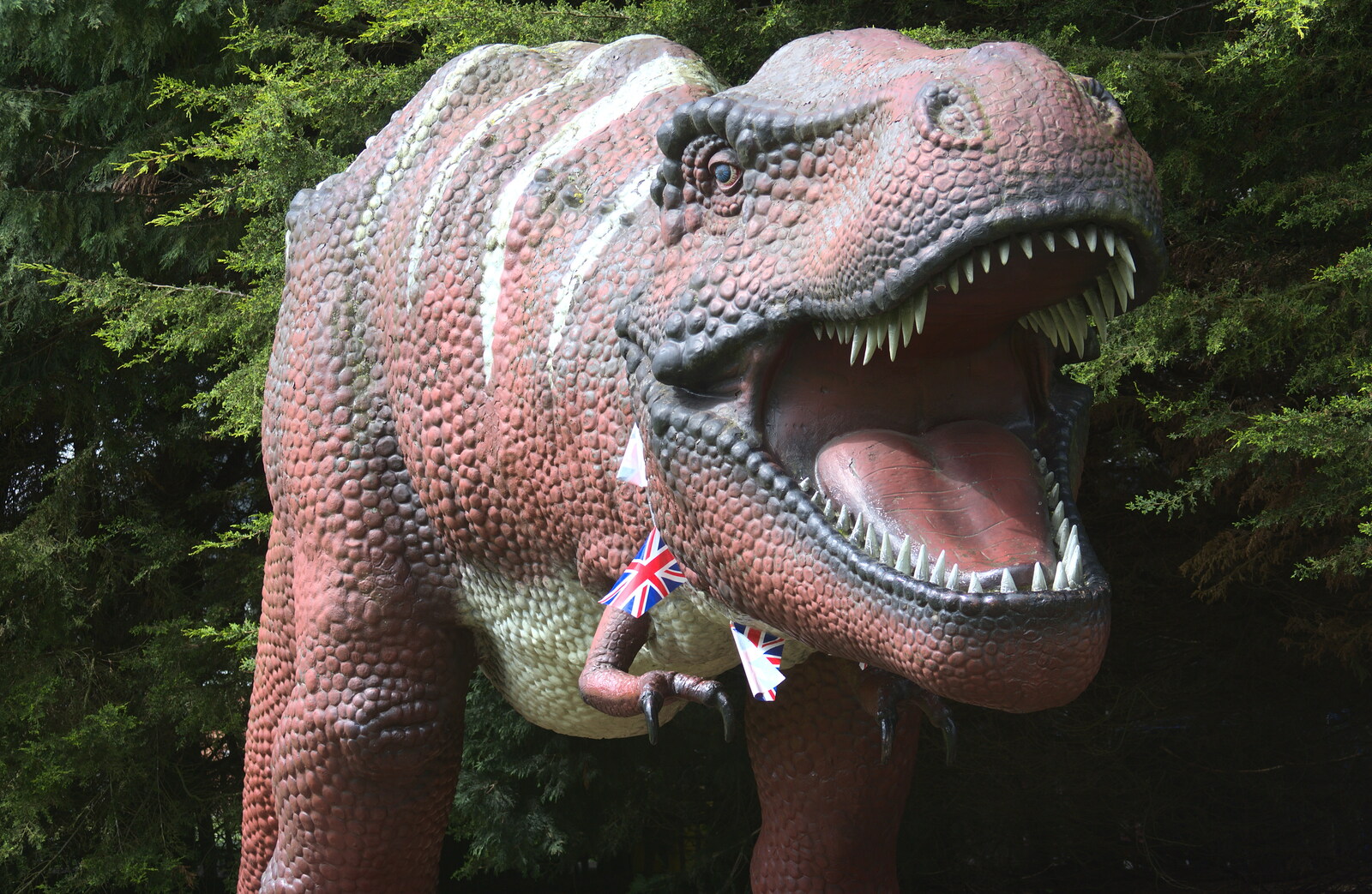 A T-Rex with Jubilee bunting on from Another Trip to Banham Zoo, Banham, Norfolk - 6th June 2012