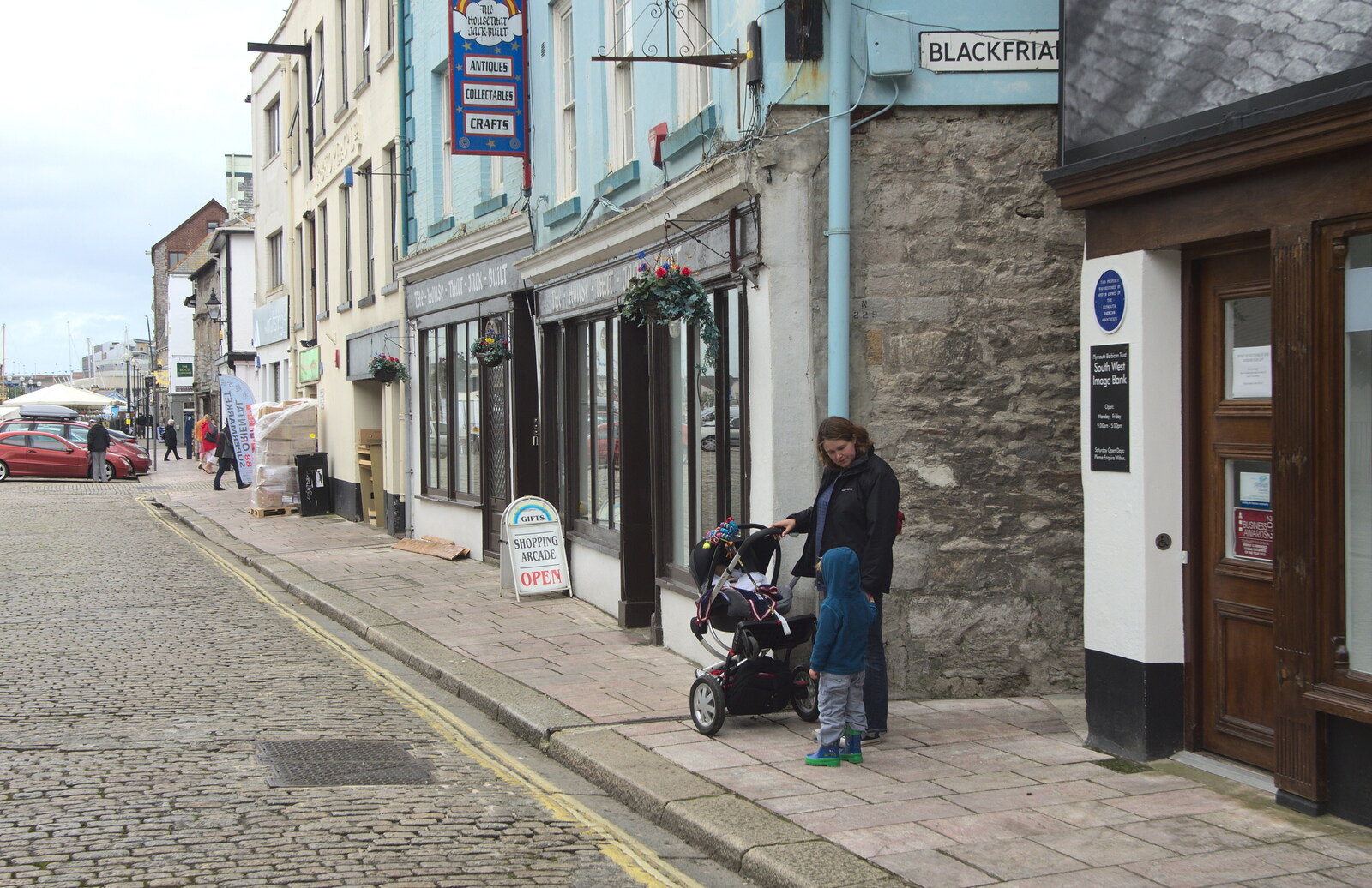 Isobel and Fred on Southside Street from A Visit to the Aquarium, The Barbican and Dartmoor, Plymouth, Devon - 10th June 2012