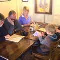 Fred checks a small menu out, Chagford and Haytor, Dartmoor, Devon - 11th June 2012