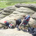 Isobel shuffles down the rock, Chagford and Haytor, Dartmoor, Devon - 11th June 2012