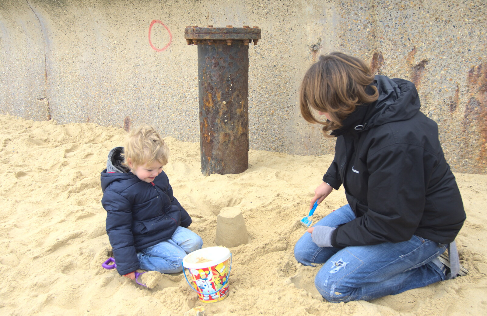 Fred and Isobel make sandcastles from A Night at the Crown Hotel, Southwold, Suffolk - 13th June 2012