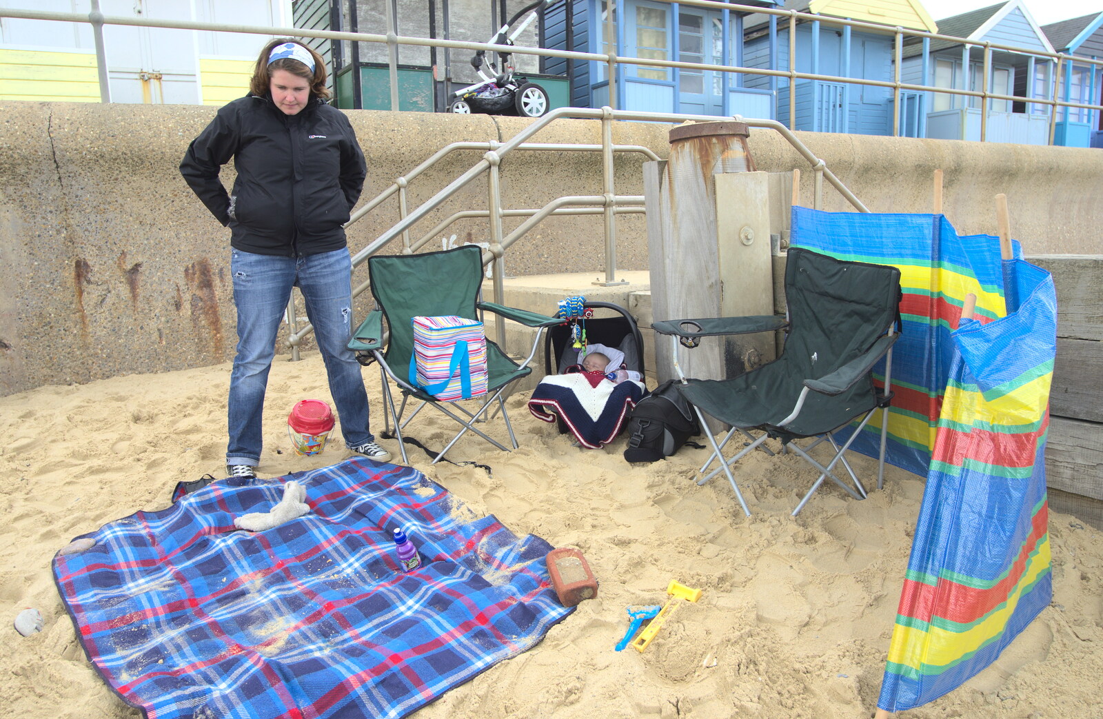 Picnic blanket, windbreak and Mr Cheese from A Night at the Crown Hotel, Southwold, Suffolk - 13th June 2012