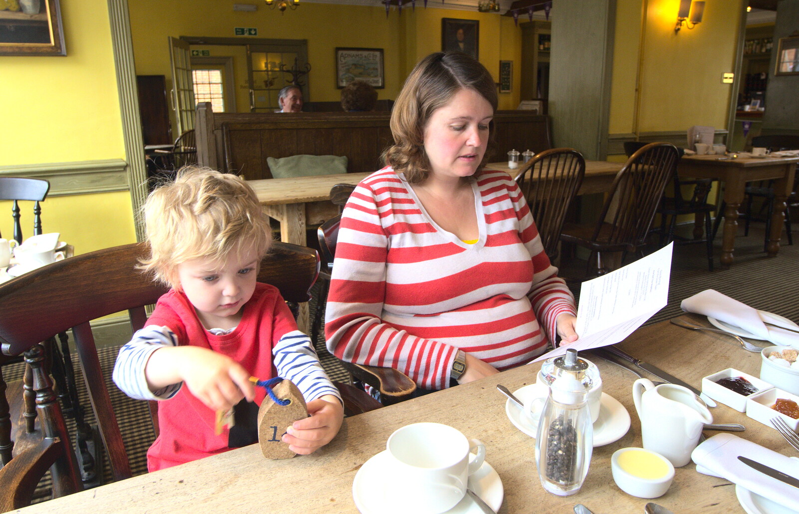Fred and Isobel do breakfast from A Night at the Crown Hotel, Southwold, Suffolk - 13th June 2012