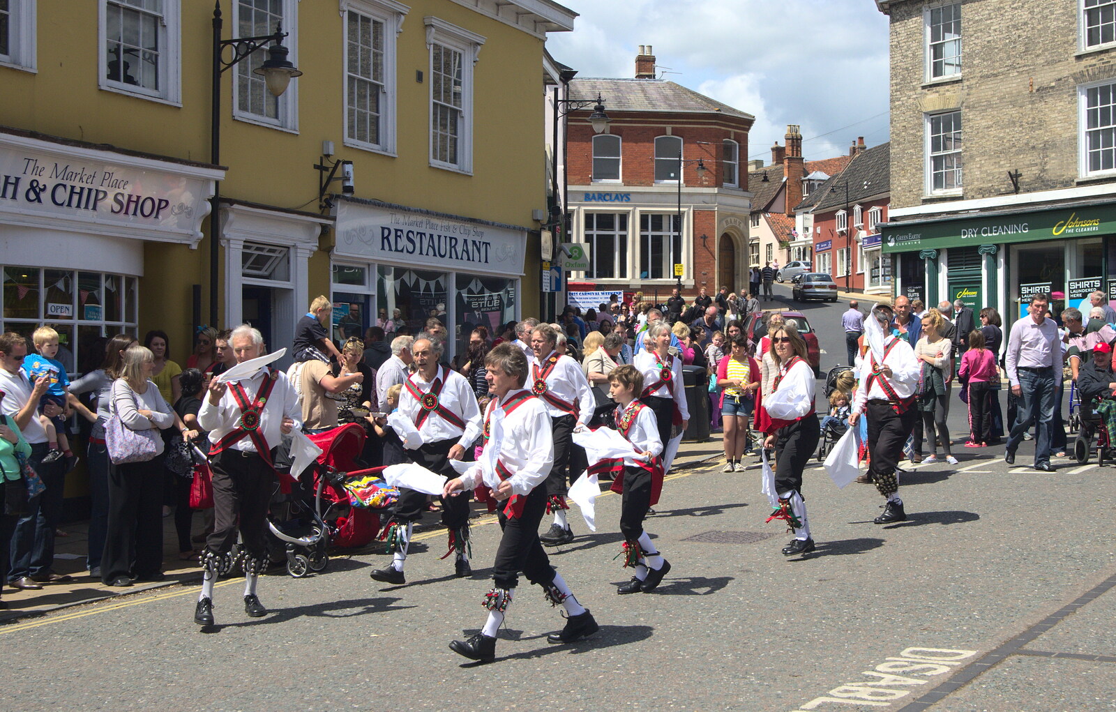 Dancing in the market place from Morris Dancing and a Carnival Procession, Diss, Norfolk - 17th June 2012