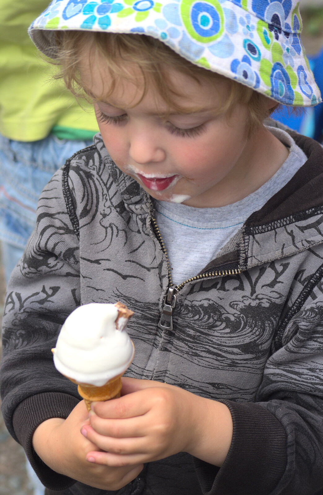 Fred contemplates an ice cream from Morris Dancing and a Carnival Procession, Diss, Norfolk - 17th June 2012