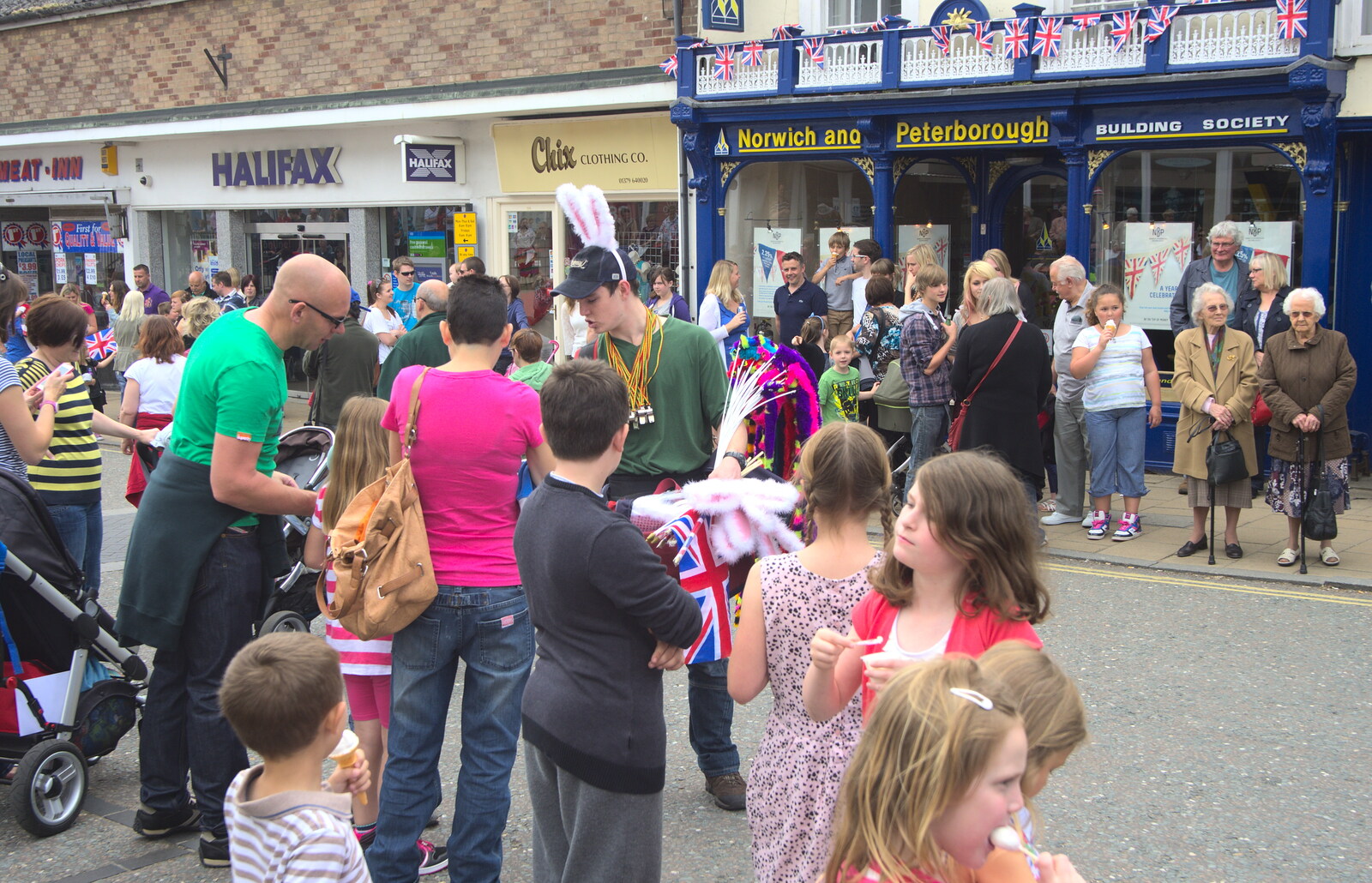 Flags are handed out from Morris Dancing and a Carnival Procession, Diss, Norfolk - 17th June 2012