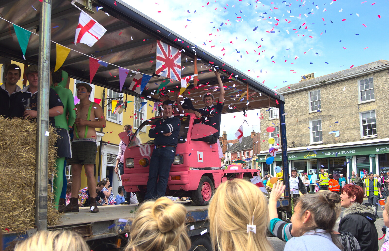 An explosion of confetti from Morris Dancing and a Carnival Procession, Diss, Norfolk - 17th June 2012