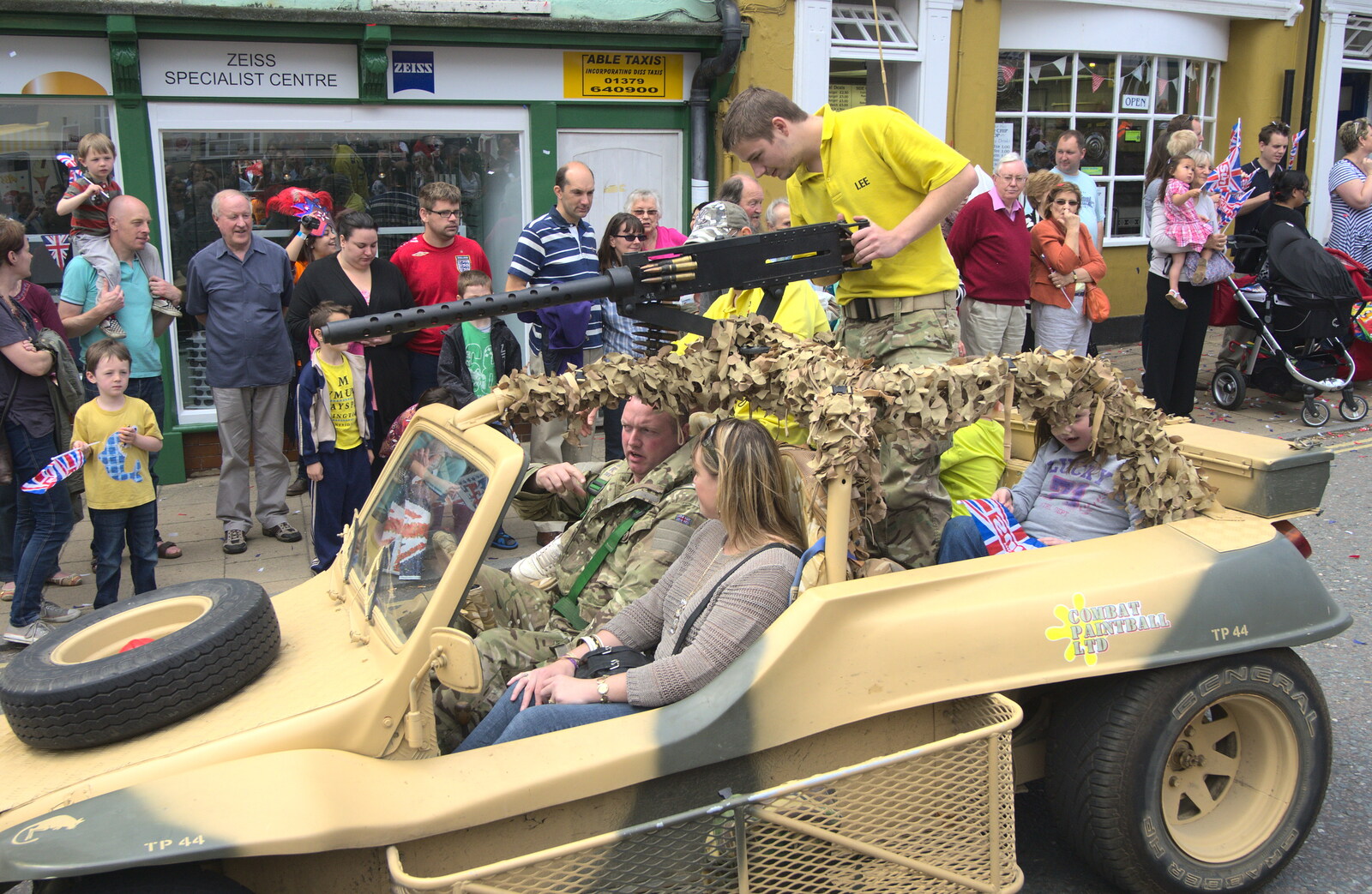 A dune buggy with a very large gun from Morris Dancing and a Carnival Procession, Diss, Norfolk - 17th June 2012
