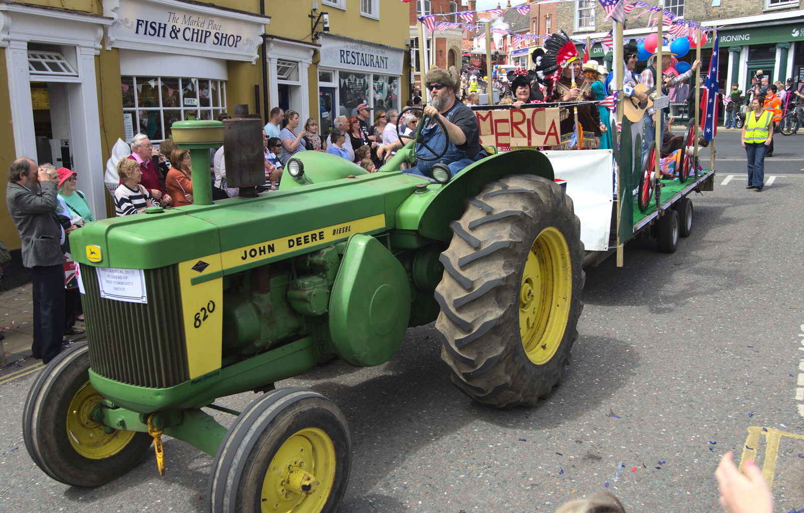 A John Deere 820 from Morris Dancing and a Carnival Procession, Diss, Norfolk - 17th June 2012