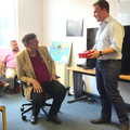 Joe offers a present, Stephen Fry Visits TouchType, Southwark, London - 19th June 2012
