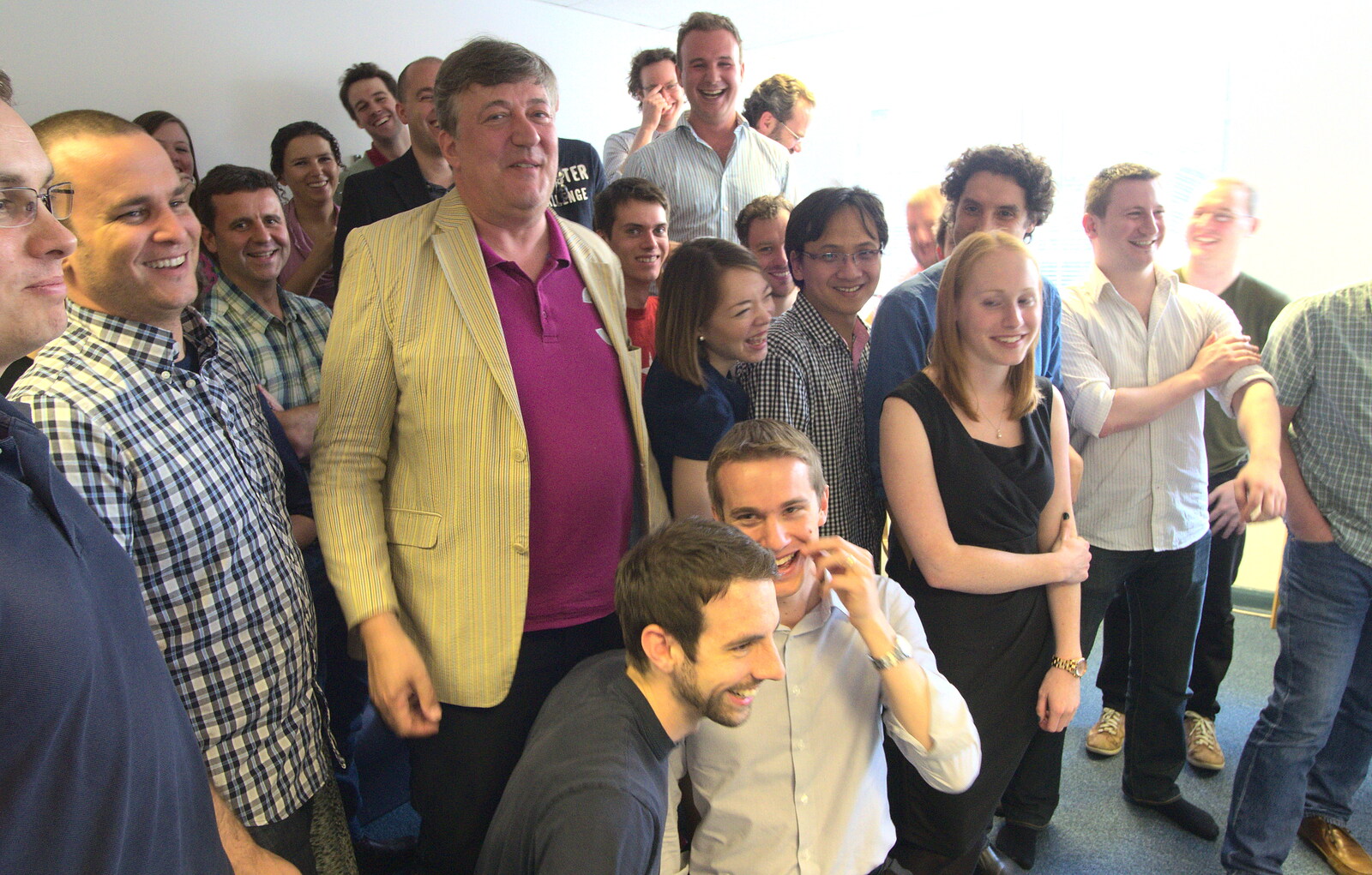 A group photo takes place from Stephen Fry Visits TouchType, Southwark, London - 19th June 2012