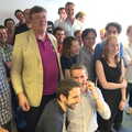 A group photo takes place, Stephen Fry Visits TouchType, Southwark, London - 19th June 2012