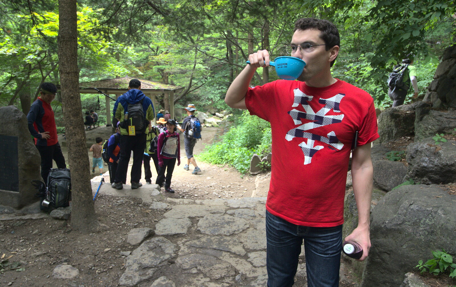 Chris has a drink from Working at Samsung, and Geumosan Mountain, Gumi, Gyeongsangbuk-do, Korea - 24th June 2012