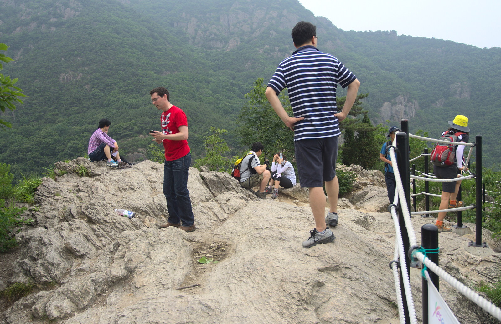 Chris and Hyosoo on a rock somewhere from Working at Samsung, and Geumosan Mountain, Gumi, Gyeongsangbuk-do, Korea - 24th June 2012