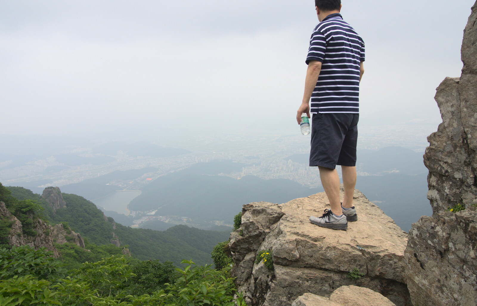 Hyosoo looks out over Gumi, one kilometre below from Working at Samsung, and Geumosan Mountain, Gumi, Gyeongsangbuk-do, Korea - 24th June 2012