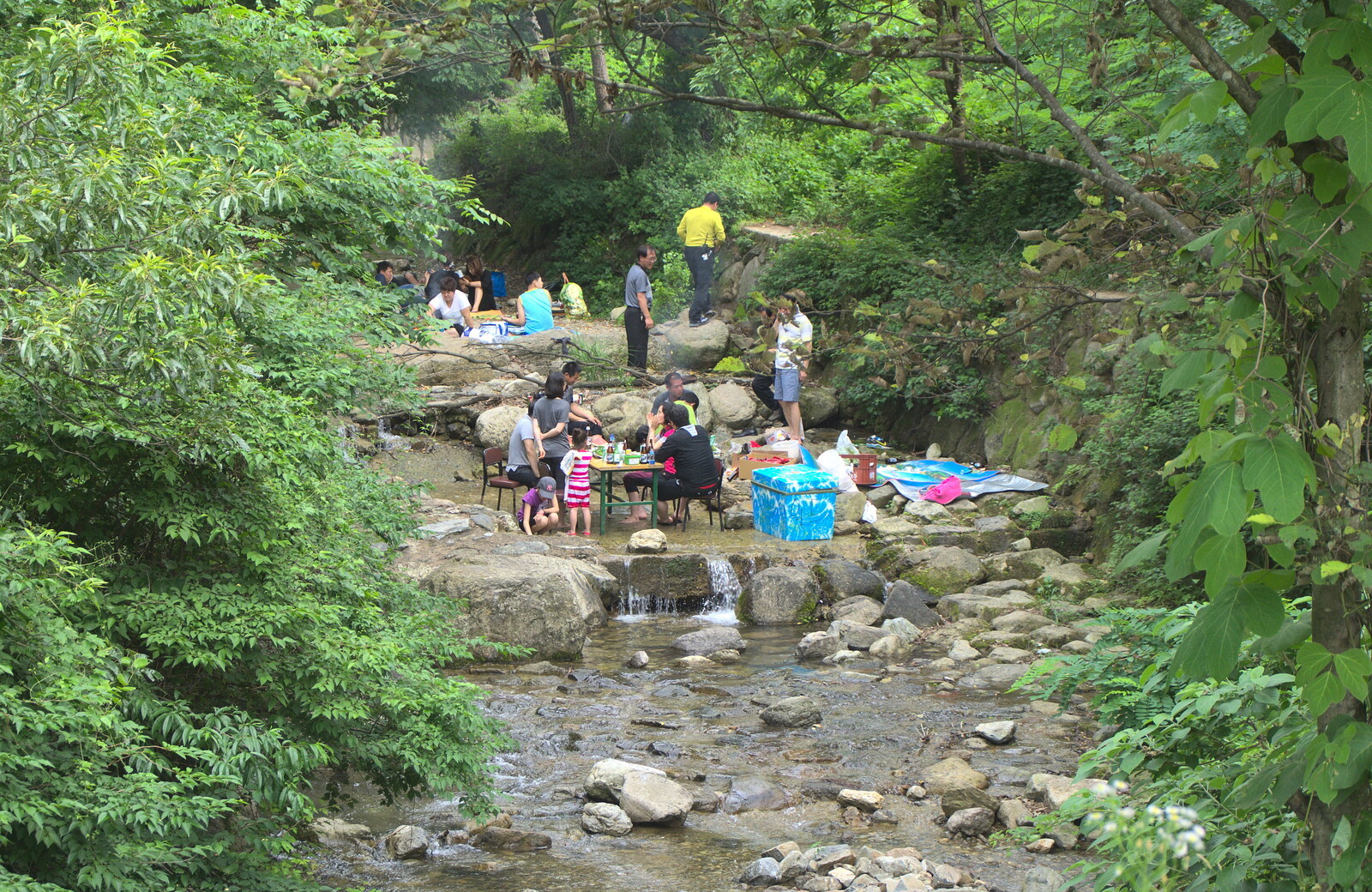Back at the bottom, there's a picnic in the river from Working at Samsung, and Geumosan Mountain, Gumi, Gyeongsangbuk-do, Korea - 24th June 2012