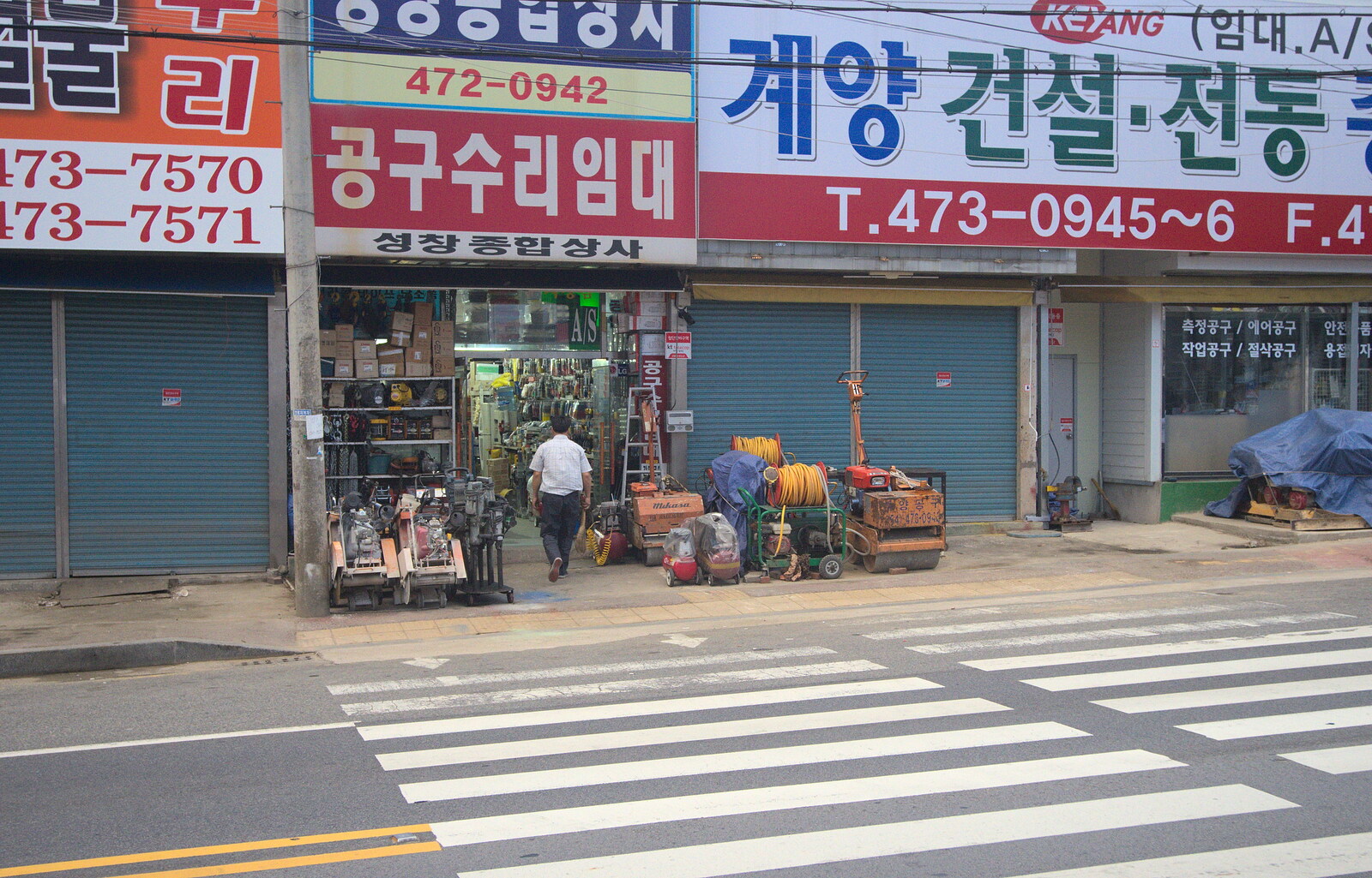 Some dude actually visits one of the shops from Working at Samsung, and Geumosan Mountain, Gumi, Gyeongsangbuk-do, Korea - 24th June 2012