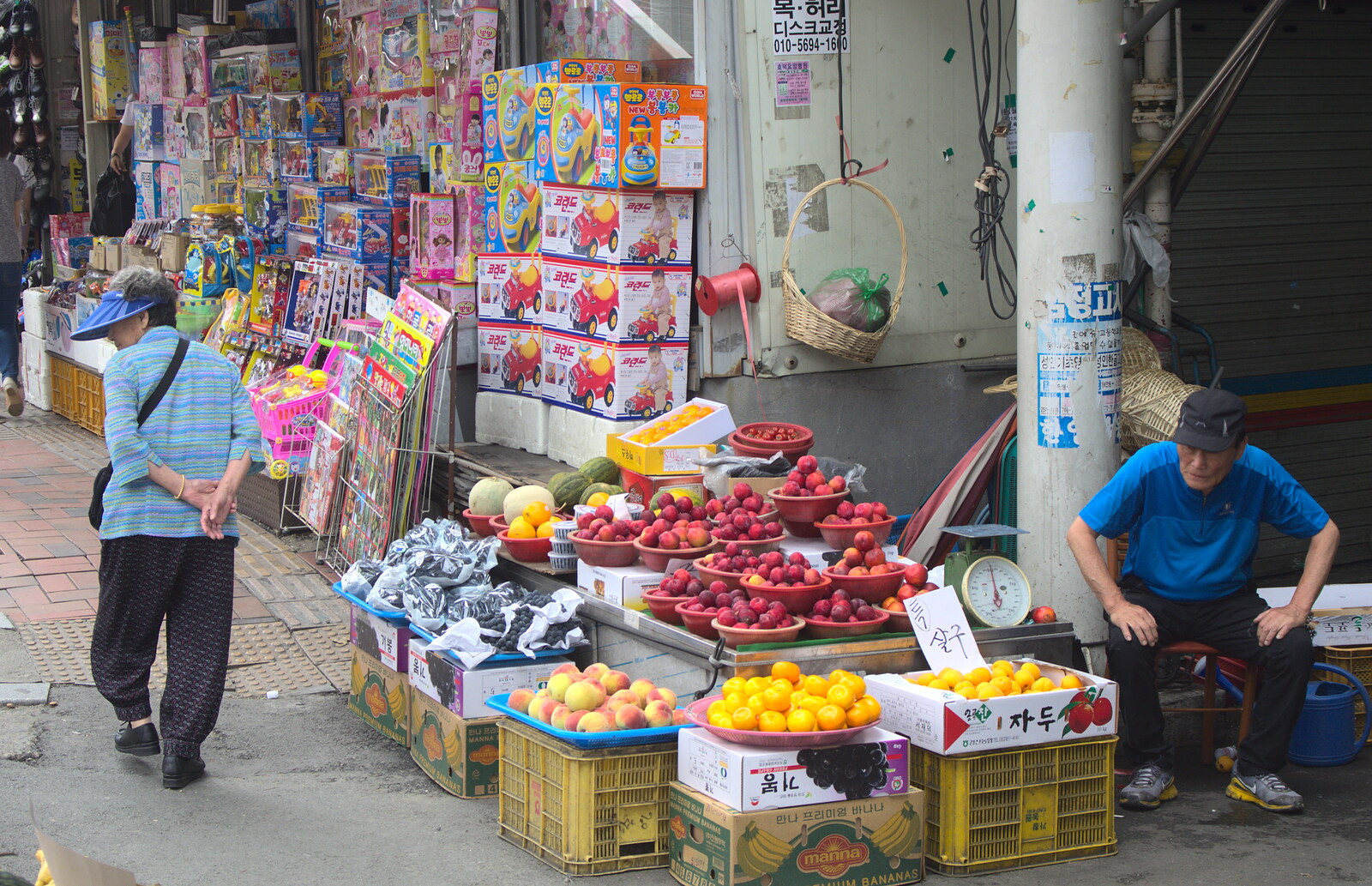 A fruit seller from Seomun Market, Daegu, South Korea - 1st July 2012