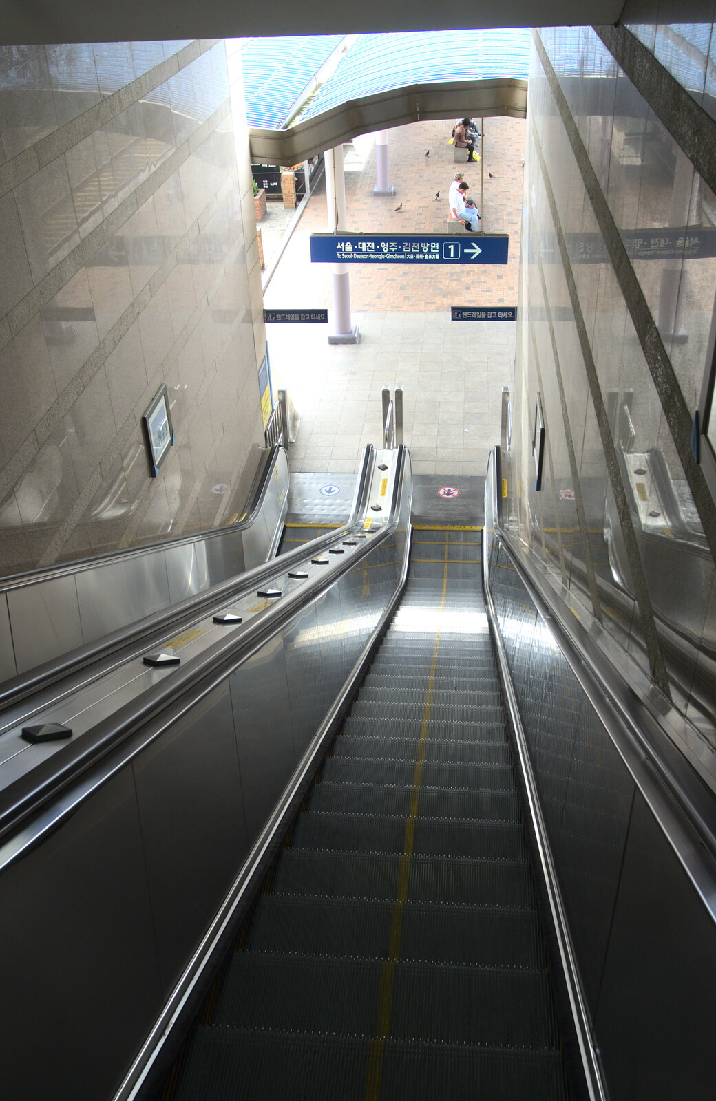 The escalator down to the station from Seomun Market, Daegu, South Korea - 1st July 2012