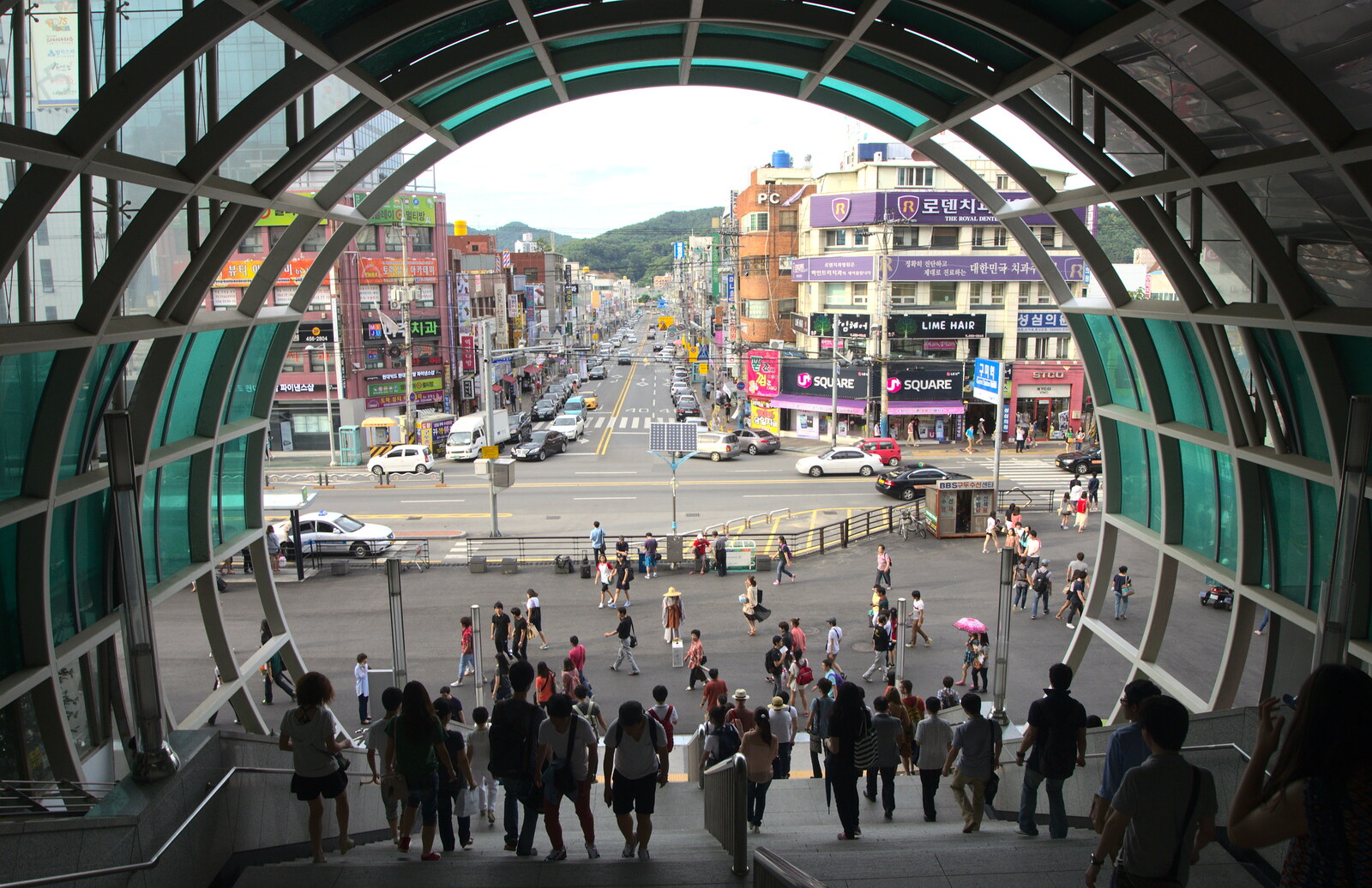 The tunnel-like entrance to Gumi station from Seomun Market, Daegu, South Korea - 1st July 2012