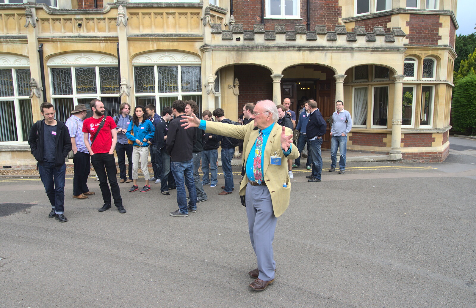Our tour guide rounds us up from TouchType does Bletchley Park, Bletchley, Bedfordshire - 20th July 2012