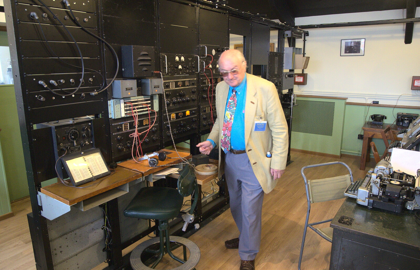 The tour guide shows us the 'radio room' from TouchType does Bletchley Park, Bletchley, Bedfordshire - 20th July 2012