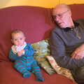 Harry and Grandad in Amandines, Stick Game at the Cross Keys, Redgrave, Suffolk - 20th July 2012