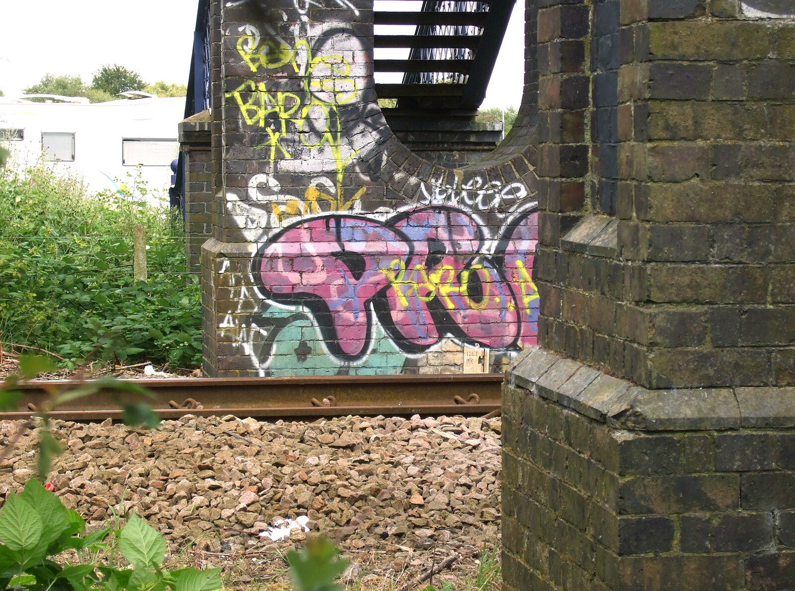 More graffiti by the railway from The Cambridge Folk Festival, Cherry Hinton, Cambridge - 28th July 2012