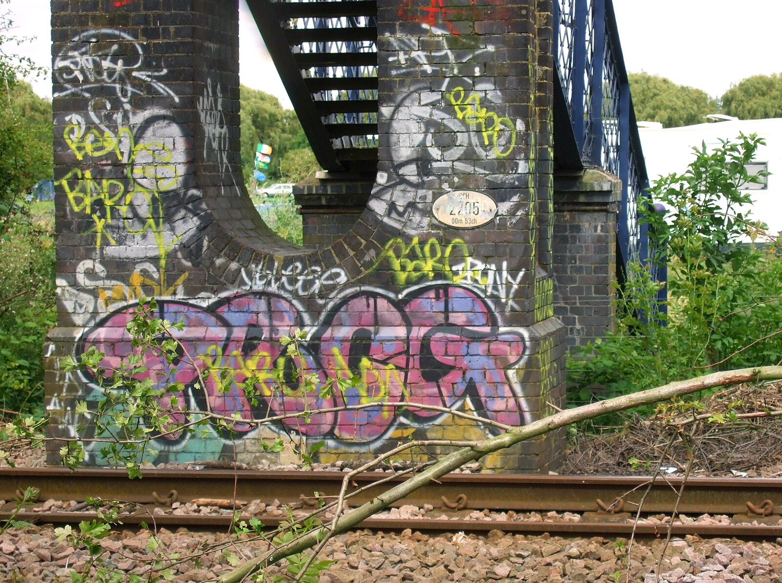 Prog fan graffiti on the Coldham's railway bridge from The Cambridge Folk Festival, Cherry Hinton, Cambridge - 28th July 2012