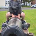 Fred sits on a 'pirate cannon', The RSPB Charity Bike Ride, Little Glemham, Suffolk - 5th August 2012
