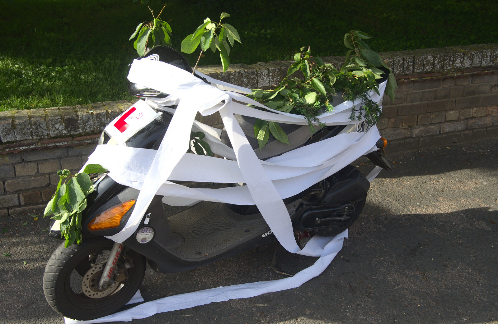 A moped decorated for passing a riding test from The RSPB Charity Bike Ride, Little Glemham, Suffolk - 5th August 2012
