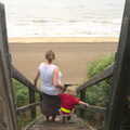 Isobel and Fred head down to a windy beach, Camping by the Seaside, Cliff House, Dunwich, Suffolk - 15th August 2012