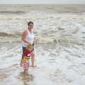 Fred and Isobel are in the sea, Camping by the Seaside, Cliff House, Dunwich, Suffolk - 15th August 2012
