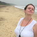 Isobel looks down the beach, Camping by the Seaside, Cliff House, Dunwich, Suffolk - 15th August 2012