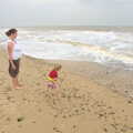 Fred throws stuff at the sea, Camping by the Seaside, Cliff House, Dunwich, Suffolk - 15th August 2012